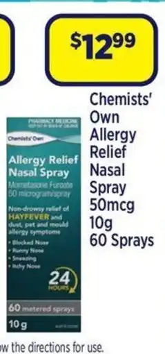 Star Discount Chemist Chemists' Own Allergy Relief Nasal Spray offer