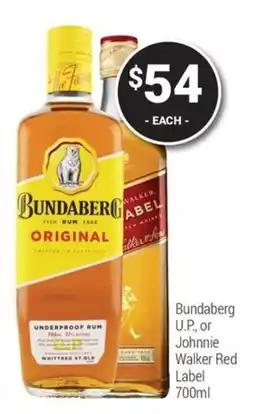 Super Cellars Bundaberg U.P. or Johnnie Walker Red Label offer