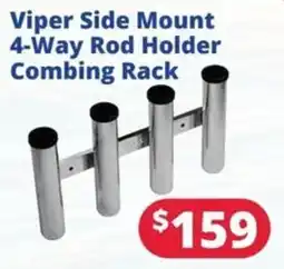 Bargain Boat Bits Viper Side Mount 4-Way Rod Holder Combing Rack offer