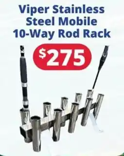 Bargain Boat Bits Viper Stainless Steel Mobile 10-Way Rod Rack offer