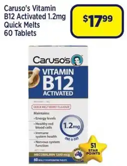 Star Discount Chemist Caruso's Vitamin B12 Activated Quick Melts offer
