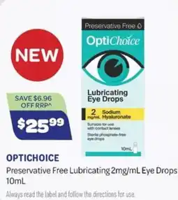 Health Save OptiChoice Preservative Free Lubricating Eye Drops offer