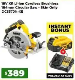 Sydney Tools DeWalt 18V XR Li-ion Cordless Brushless 184mm Circular Saw - Skin Only offer