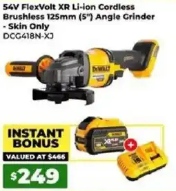 Sydney Tools DeWalt 54V FlexVolt XR Li-ion Cordless Brushless 125mm (5") Angle Grinder - Skin Only offer
