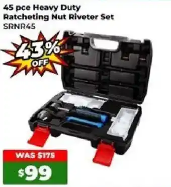 45 pce Heavy Duty Ratcheting Nut Riveter Set
