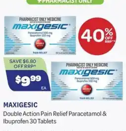 Health Save Maxigesic Double Action Pain Relief Paracetamol & Ibuprofen offer