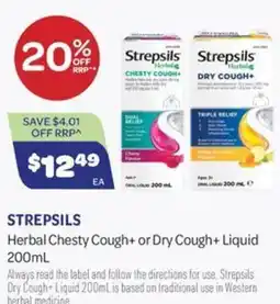 Health Save Strepsils Herbal Chesty Cough+ or Dry Cough+ Liquid offer