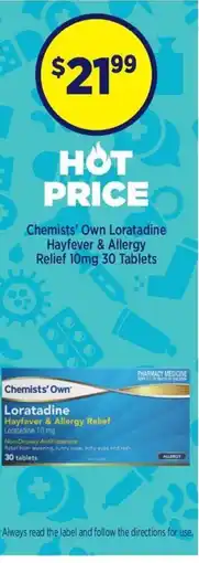 Star Discount Chemist Chemists' Own Loratadine Hayfever & Allergy Relief offer