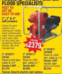 Aussie Pumps Honda flood pump offer