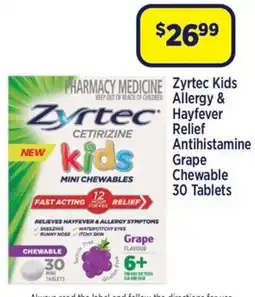 Star Discount Chemist Zyrtec Kids Allergy & Hayfever Relief Antihistamine Grape Chewable offer