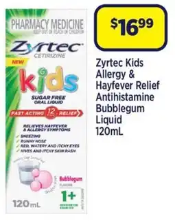 Star Discount Chemist Zyrtec Kids Allergy & Hayfever Relief Antihistamine Bubblegum Liquid offer
