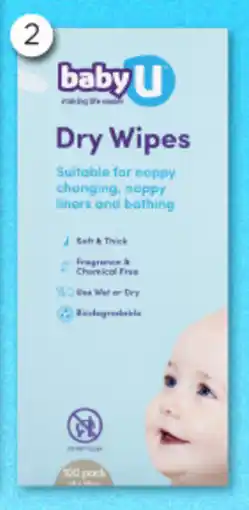Good Price Pharmacy BabyU Dry Wipes 100 Pack offer
