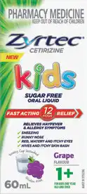 Amcal Pharmacies Zyrtec Kids Sugar Free Liquid Grape Flavour offer