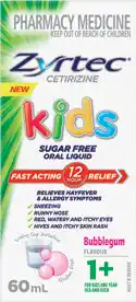 Amcal Pharmacies Zyrtec Kids Sugar Free Liquid Bubble Gum offer