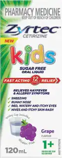Amcal Pharmacies Zyrtec Kids Allergy & Hayfever Antihistamine Grape Liquid offer