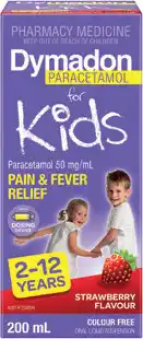 Amcal Pharmacies Dymadon for Kids Strawberry 2-12 Years offer
