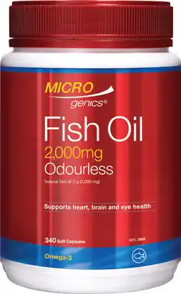 Discount Drug Stores Microgenics Fish Oil 2,000mg Odourless 340 Capsules offer