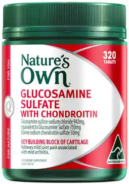 Amcal Pharmacies Nature’s Own Glucosamine Sulfate With Chondroitin 320 Tablets offer