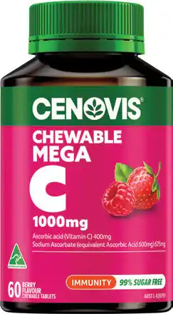 Amcal Pharmacies Cenovis Chewable Mega C 1000mg Berry Flavour 60 Tablets offer