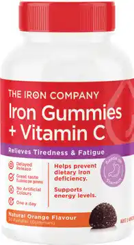 Amcal Pharmacies The Iron Company Iron + Vitamin C Orange Flavour 30 Gummies offer