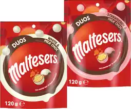 IGA Maltesers Duo Milk & White Choc or Strawberry & White Choc 120g offer