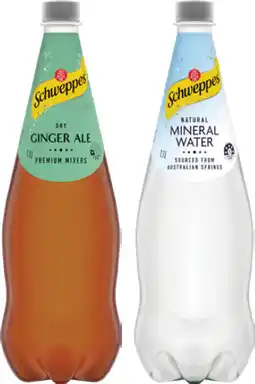 IGA Schweppes Mixers, Soft Drink or Natural Mineral Water 1.1 Litre Selected Varieties offer