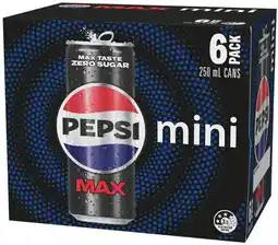 IGA Pepsi, Solo or Schweppes Mini Cans 6x250mL Selected Varieties offer