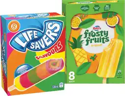 IGA Peters Frosty Fruits 6-8 Pack or Life Savers Ice Block 8 Pack Selected Varieties offer