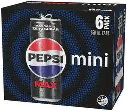 IGA Pepsi, Schweppes or Sunkist Mini Cans 6x250mL Selected Varieties offer