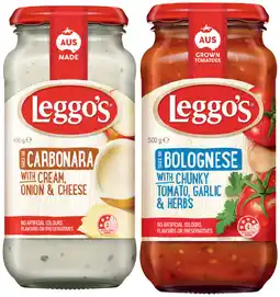 IGA Leggo’s Pasta Sauce 490‑500g Selected Varieties offer