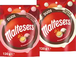 IGA NEW Maltesers Duos Strawberry & Milk Choc or White & Milk Choc 120g offer