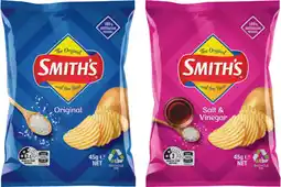 IGA Smith’s Crinkle Cut Chips or Twisties 45g Selected Varieties offer