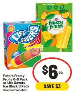 IGA Peters Frosty Fruits or Life Savers Ice Block offer