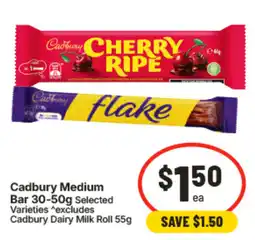 IGA Cadbury Medium Bar 30-50g Selected Varieties offer