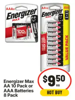 IGA Energizer Max AA 10 Pack or AAA Batteries 8 Pack offer