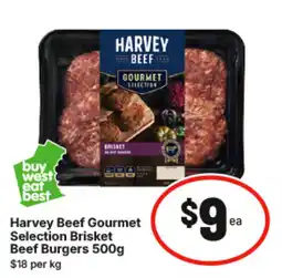 IGA Harvey Beef Gourmet Selection Brisket Beef Burgers offer