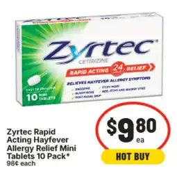IGA Zyrtec Rapid Acting Hayfever Allergy Relief Mini Tablets offer
