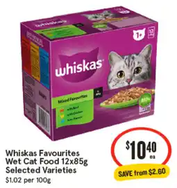 IGA Whiskas Favourites Wet Cat Food Selected Varieties offer