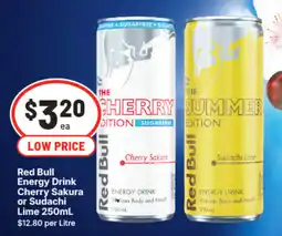 IGA Red Bull Energy Drink Cherry Sakura or Sudachi Lime offer