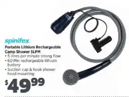 Anaconda spinifex Portable Lithium Rechargeable Camp Shower 5LPM offer
