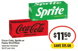 IGA Coca-Cola, Sprite or Fanta 10x375mL offer
