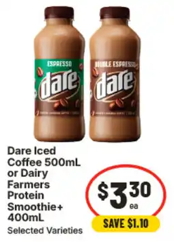 IGA Dare Iced Coffee or Dairy Farmers Protein Smoothie+ offer