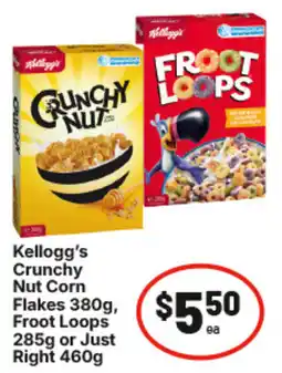 IGA Kellogg's Crunchy Nut Corn Flakes Froot Loops offer