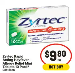 IGA Zyrtec Rapid Acting Hayfever Allergy Relief Mini Tablets offer