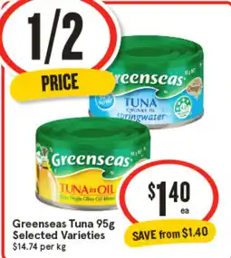 IGA Greenseas Tuna 95g Selected Varieties offer