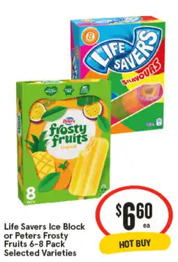 IGA Life Savers Ice Block or Peters Frosty Fruits offer