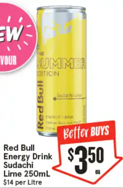 IGA Red Bull Energy Drink Sudachi Lime offer