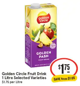 IGA Golden Circle Fruit Drink 1 Litre Selected Varieties offer