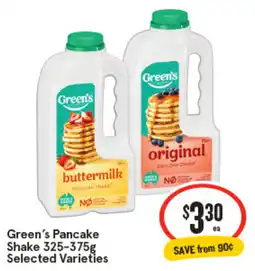 IGA Green's Pancake Shake offer