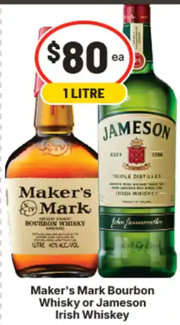 IGA Maker's Mark Bourbon Whisky or Jameson Irish Whiskey offer